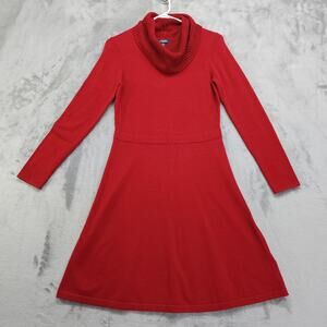 Chaps Sweater Dress Size S Red Cowl Neck Long Sleeve Fit & Flare Stretch Knit